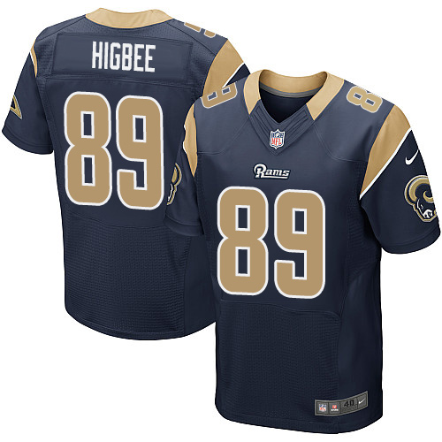 Men's Elite Tyler Higbee Nike Jersey Navy Blue Home - #89 NFL Los Angeles Rams